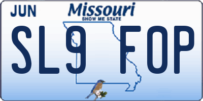 MO license plate SL9F0P