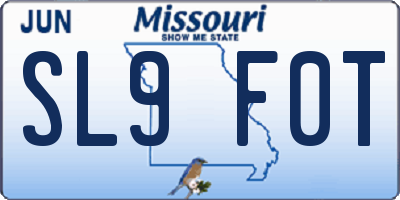 MO license plate SL9F0T