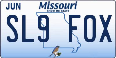 MO license plate SL9F0X