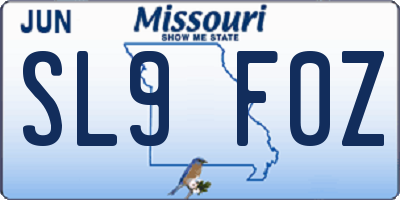 MO license plate SL9F0Z