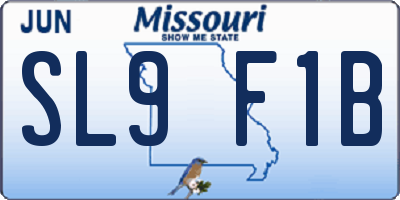 MO license plate SL9F1B