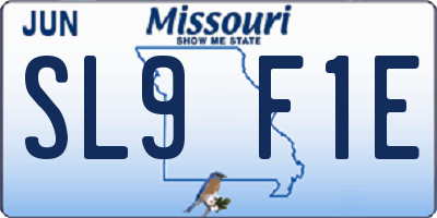 MO license plate SL9F1E