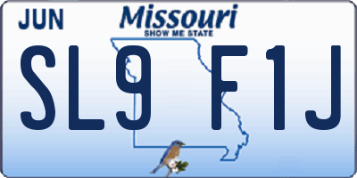 MO license plate SL9F1J