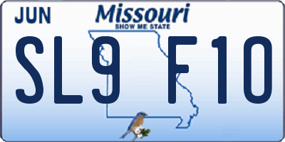 MO license plate SL9F1O