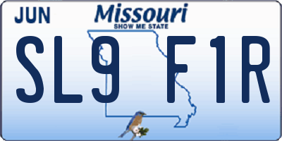 MO license plate SL9F1R