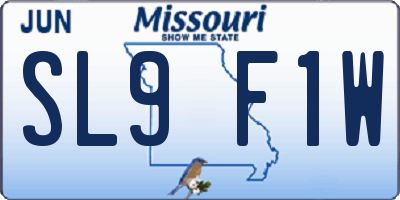 MO license plate SL9F1W