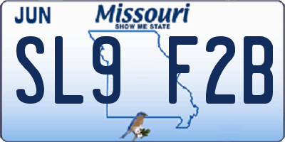 MO license plate SL9F2B