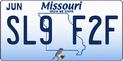 MO license plate SL9F2F