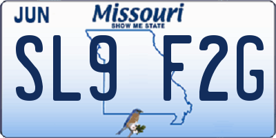 MO license plate SL9F2G