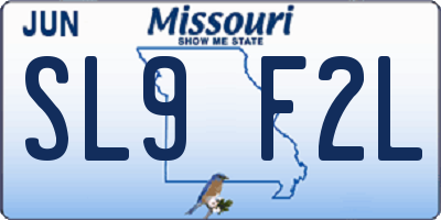MO license plate SL9F2L