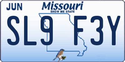 MO license plate SL9F3Y