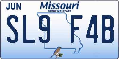 MO license plate SL9F4B
