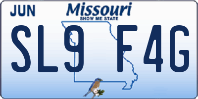 MO license plate SL9F4G