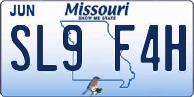 MO license plate SL9F4H