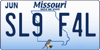 MO license plate SL9F4L