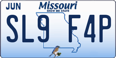 MO license plate SL9F4P