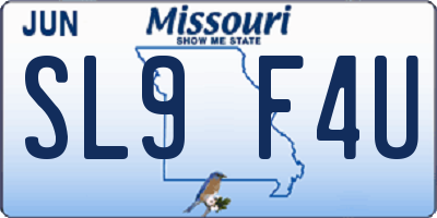 MO license plate SL9F4U