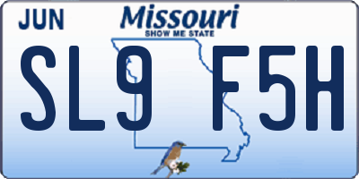 MO license plate SL9F5H