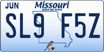 MO license plate SL9F5Z
