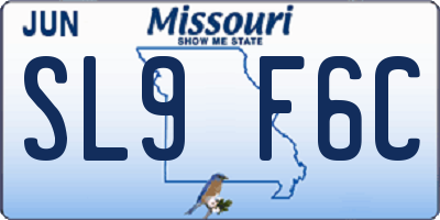 MO license plate SL9F6C