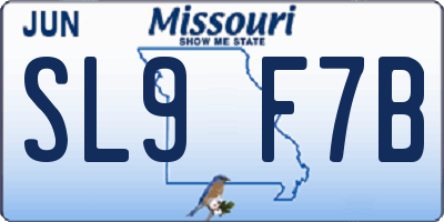 MO license plate SL9F7B