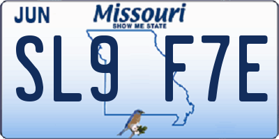 MO license plate SL9F7E