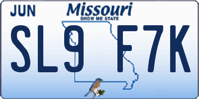 MO license plate SL9F7K