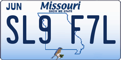 MO license plate SL9F7L