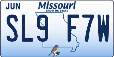 MO license plate SL9F7W