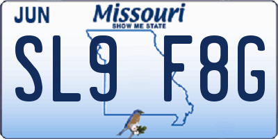 MO license plate SL9F8G