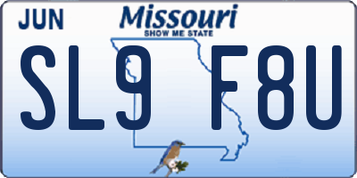 MO license plate SL9F8U