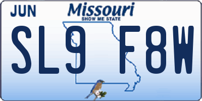 MO license plate SL9F8W