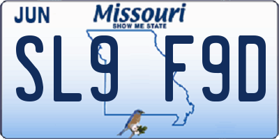 MO license plate SL9F9D