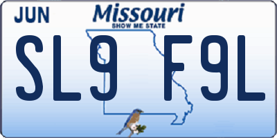 MO license plate SL9F9L