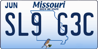 MO license plate SL9G3C