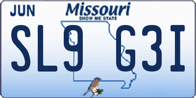 MO license plate SL9G3I