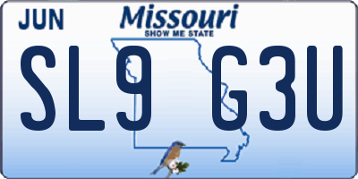 MO license plate SL9G3U