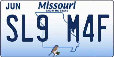 MO license plate SL9M4F