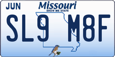 MO license plate SL9M8F