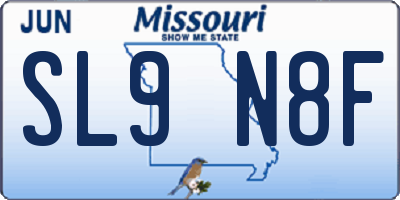 MO license plate SL9N8F