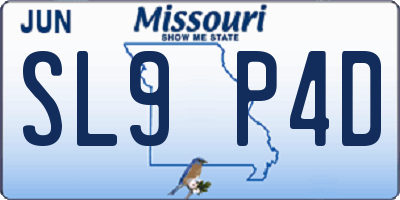 MO license plate SL9P4D