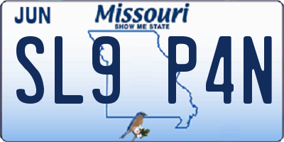 MO license plate SL9P4N