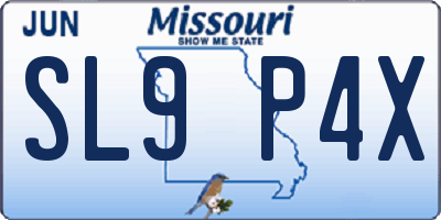 MO license plate SL9P4X