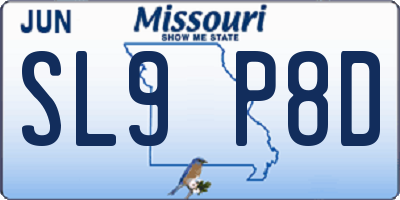MO license plate SL9P8D