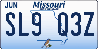MO license plate SL9Q3Z