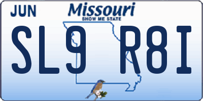 MO license plate SL9R8I