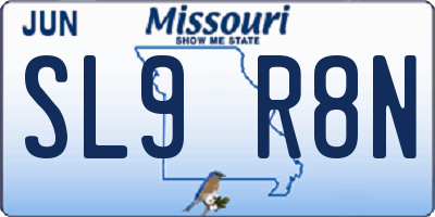 MO license plate SL9R8N