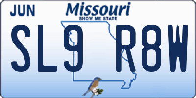 MO license plate SL9R8W