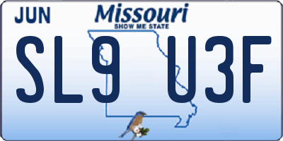 MO license plate SL9U3F