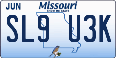 MO license plate SL9U3K